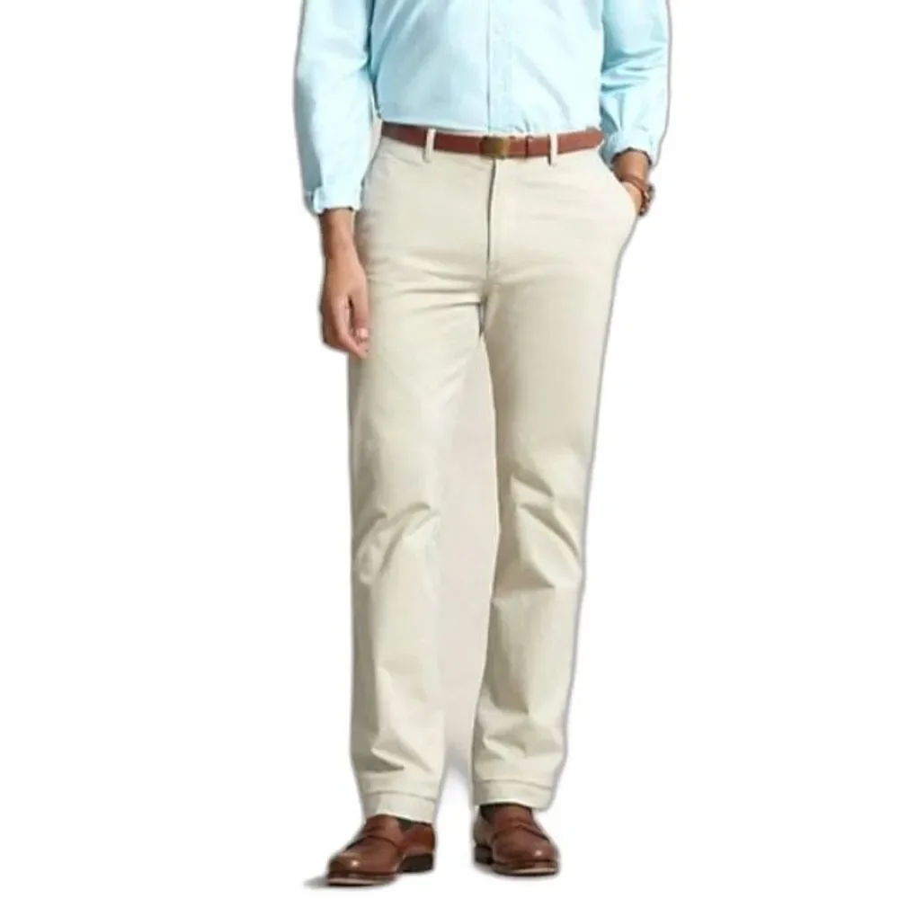 Polo Ralph Lauren Men's Tan Flat Front Stretch Chino Pants Size 48 Big X 29